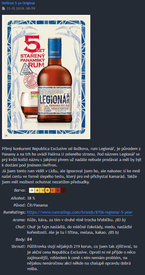 Heffron rum 5yo Original - hodnotenie na whisky.nethar.cz