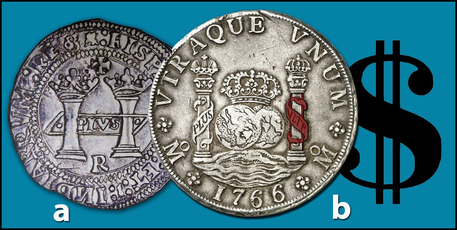 Španielske mince vs symbol dolára