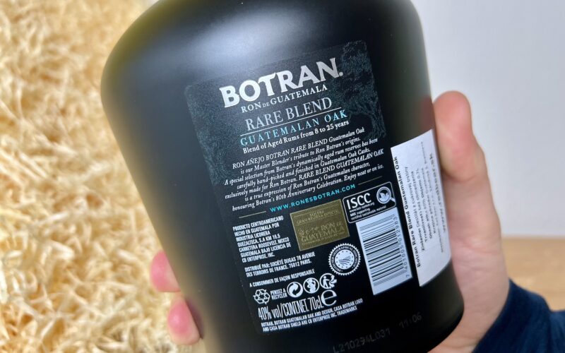 zadná etiketa Botran Rare Blend Guatemalan Oak Limited Edition