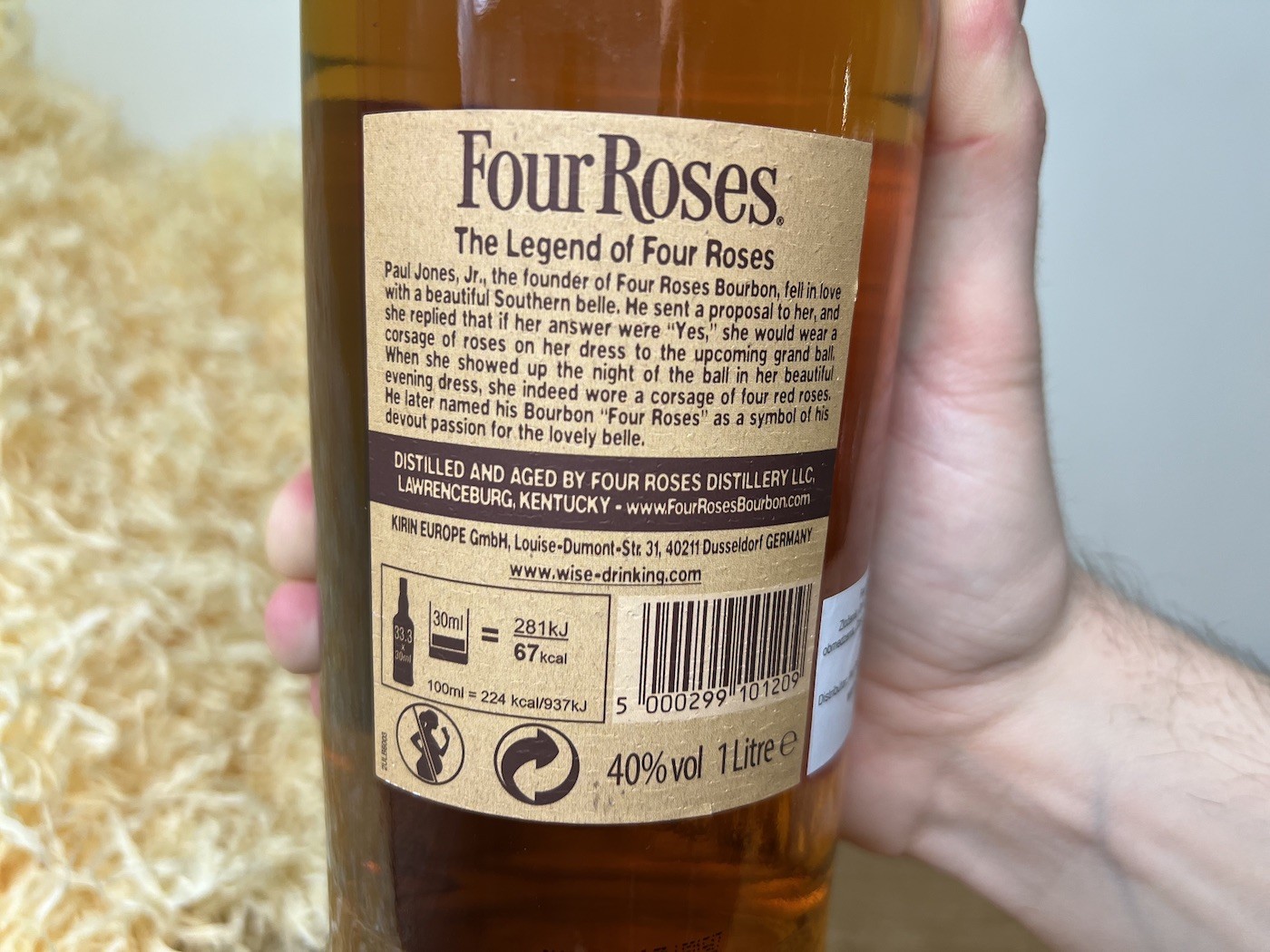 Four Roses Bourbon - detail na zadnú etiketu