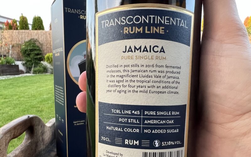 Transcontinental Rum Line Jamaica 2016 detail zadnej etikety