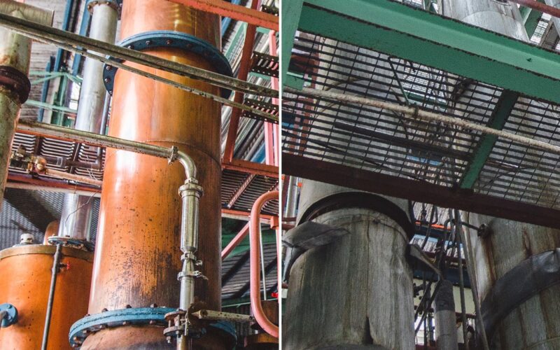 Destilačné zariadenia Foursquare Distillery - Artinasal copper pot still a Twin column Coffey still