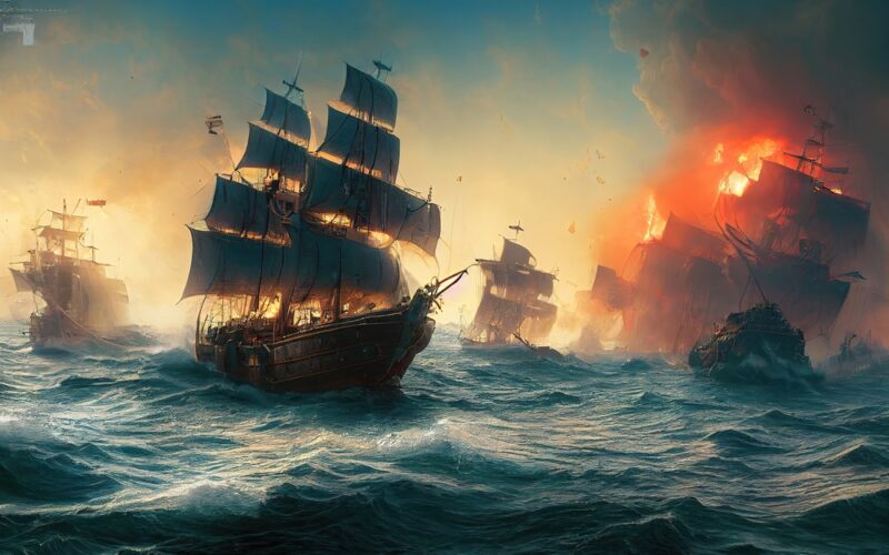 Pirátske lode v bojovej akcii
