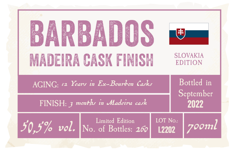Bellamy’s Reserve Barbados Foursquare Madeira Finish, Slovakia Edition - detail štítka na darčekovom balení