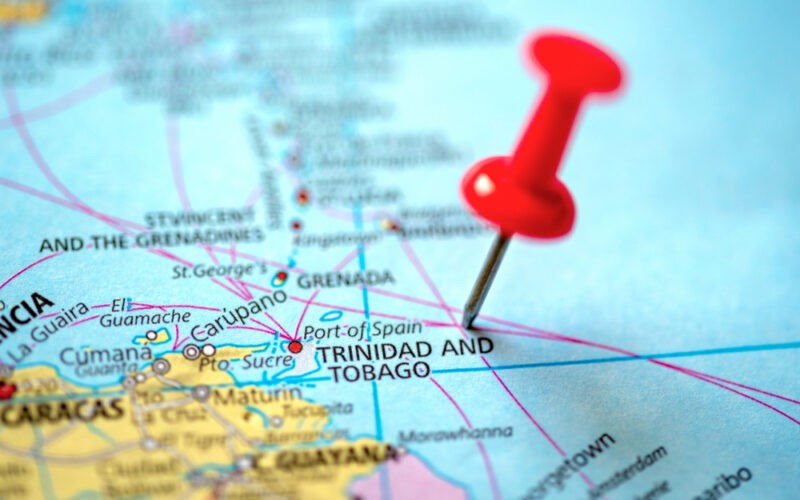 Trinidad a Tobago na mape