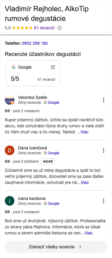 recenzie účastníkov našich degustácií rumu