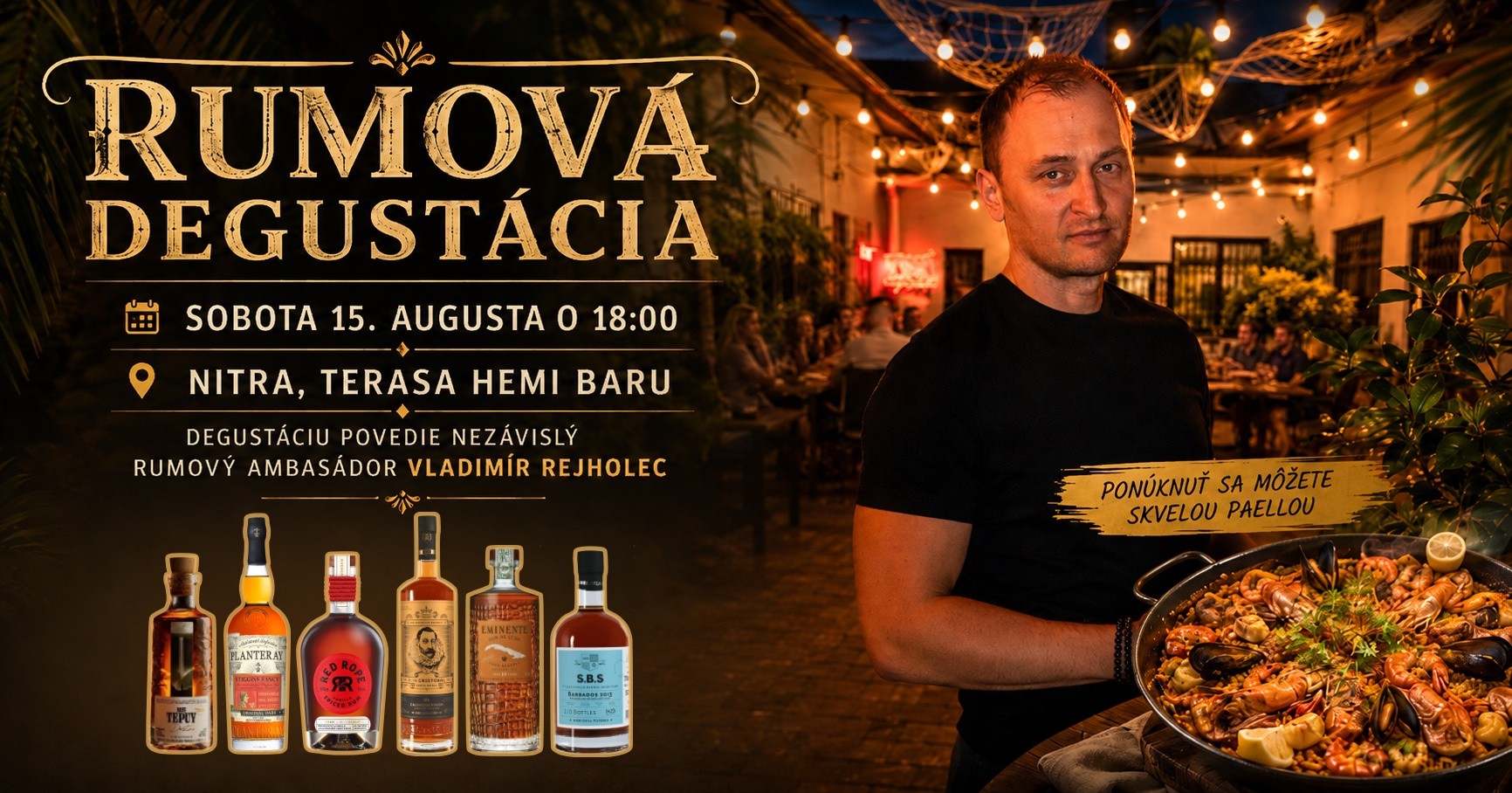 degustácia rumov Nitra Hemi bar august 2026